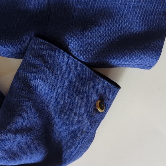 Vtg. 80s Geiger chic blue linen blazer jacket classic Tyrolean style blazer sz S - Picture 4 of 13